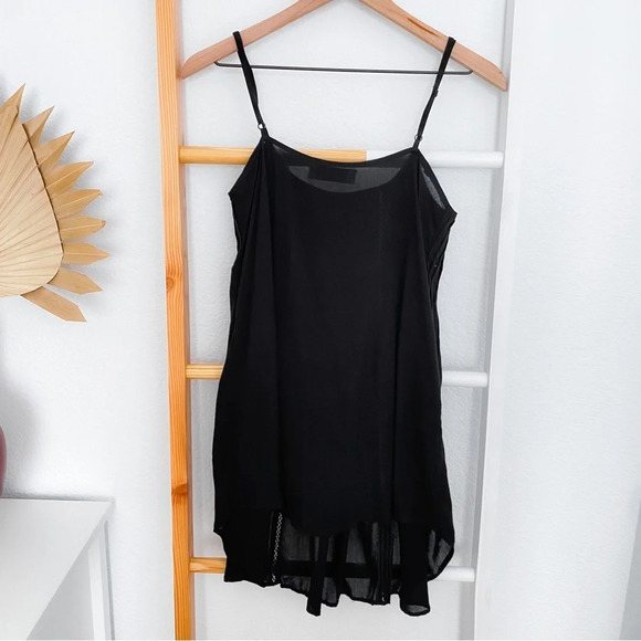 Auguste The Label Pleated Mini Dress Blouse Tunic Top Crochet High Low US 2 - Picture 2 of 13